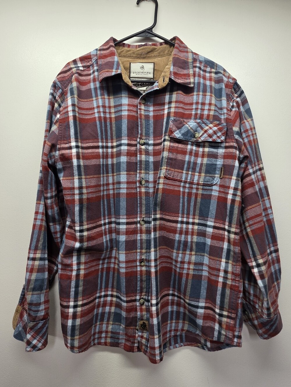 Legendary Whitetails Buck Camp Flannel Men's L Red Plaid Outdoors